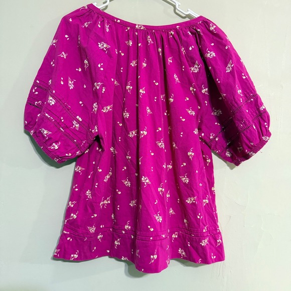 Lane Bryant Pink Floral Shirt Womens 14/16 V Neck Boho Cottage Garden - Picture 3 of 7